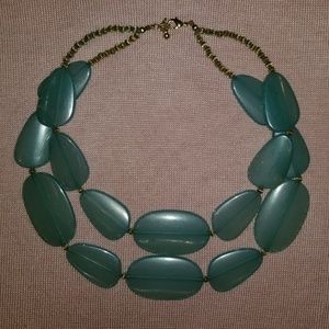 Large Blue Beaded Statement Necklace
